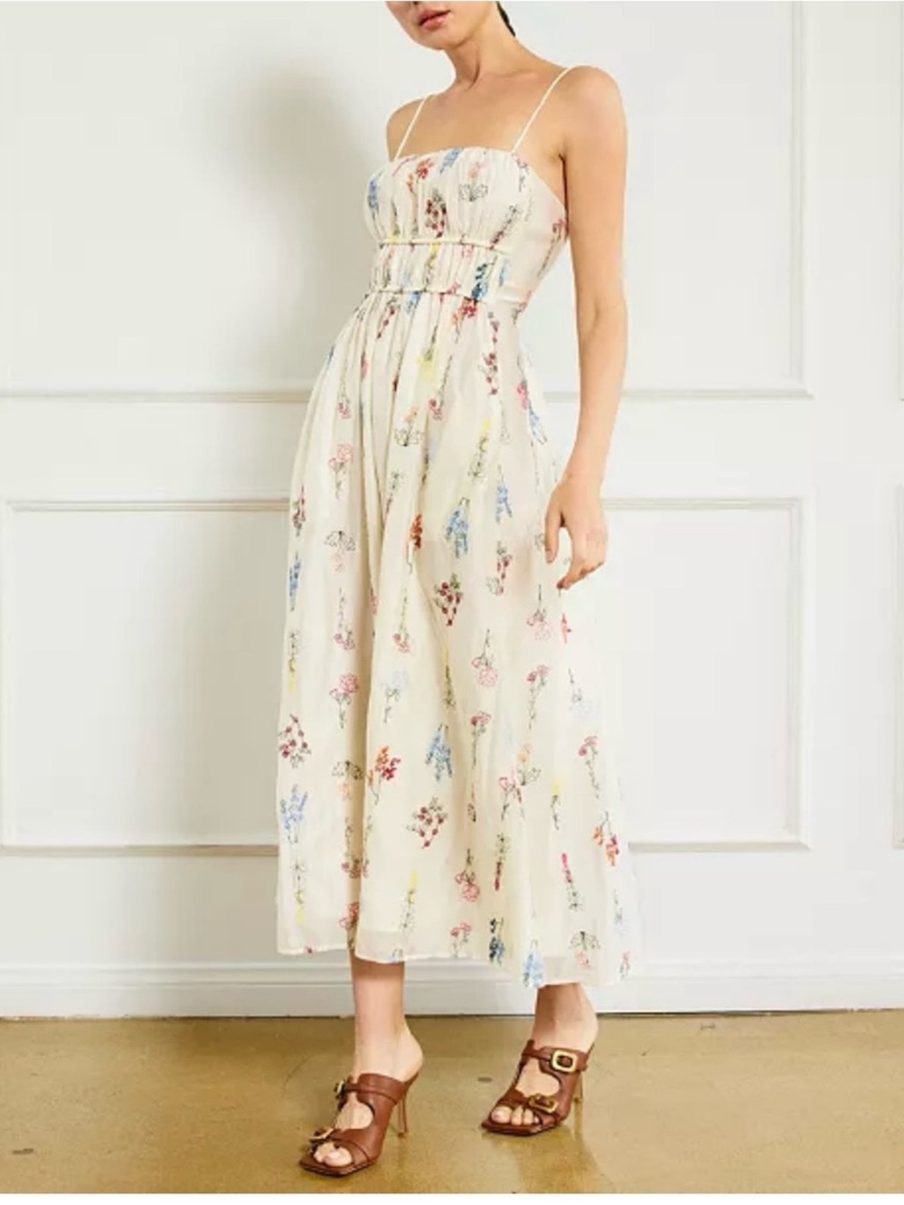 NWT line and dot embroidered floral dress
